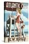 Atlantic City, New Jersey - Lifeguard Pinup Girl-Lantern Press-Stretched Canvas