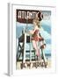 Atlantic City, New Jersey - Lifeguard Pinup Girl-Lantern Press-Framed Art Print