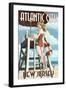 Atlantic City, New Jersey - Lifeguard Pinup Girl-Lantern Press-Framed Art Print