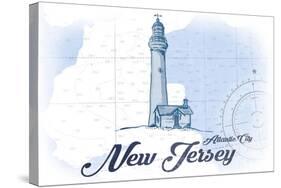 Atlantic City, New Jersey - Lighthouse - Blue - Coastal Icon-Lantern Press-Stretched Canvas