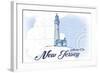 Atlantic City, New Jersey - Lighthouse - Blue - Coastal Icon-Lantern Press-Framed Art Print