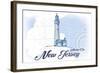 Atlantic City, New Jersey - Lighthouse - Blue - Coastal Icon-Lantern Press-Framed Art Print