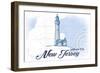 Atlantic City, New Jersey - Lighthouse - Blue - Coastal Icon-Lantern Press-Framed Art Print