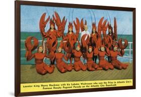 Atlantic City, New Jersey - Lobster King Harry Hackney with Lady Lobsters-Lantern Press-Framed Art Print