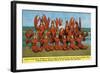 Atlantic City, New Jersey - Lobster King Harry Hackney with Lady Lobsters-Lantern Press-Framed Art Print