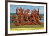 Atlantic City, New Jersey - Lobster King Harry Hackney with Lady Lobsters-Lantern Press-Framed Art Print