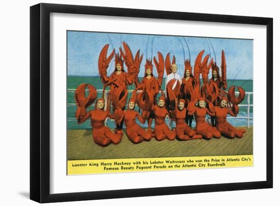 Atlantic City, New Jersey - Lobster King Harry Hackney with Lady Lobsters-Lantern Press-Framed Art Print