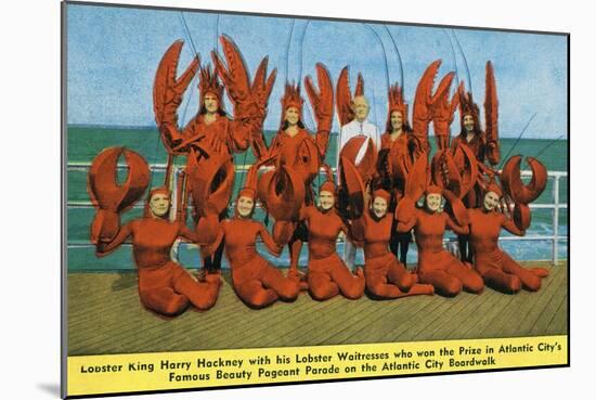 Atlantic City, New Jersey - Lobster King Harry Hackney with Lady Lobsters-Lantern Press-Mounted Art Print