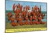 Atlantic City, New Jersey - Lobster King Harry Hackney with Lady Lobsters-Lantern Press-Mounted Art Print
