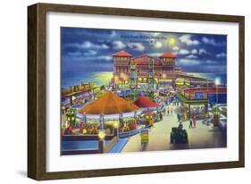 Atlantic City, New Jersey - Million Dollar Pier at Night-Lantern Press-Framed Art Print