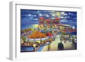 Atlantic City, New Jersey - Million Dollar Pier at Night-Lantern Press-Framed Art Print