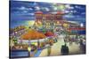 Atlantic City, New Jersey - Million Dollar Pier at Night-Lantern Press-Stretched Canvas