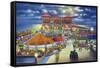 Atlantic City, New Jersey - Million Dollar Pier at Night-Lantern Press-Framed Stretched Canvas