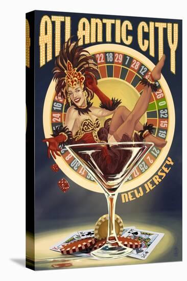 Atlantic City, New Jersey - Pinup Showgirl-Lantern Press-Stretched Canvas