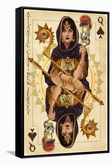 Atlantic City, New Jersey - Queen of Spades-Lantern Press-Framed Stretched Canvas