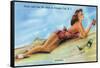 Atlantic City, New Jersey - Refreshing Pin-Up Girl on the Beach-Lantern Press-Framed Stretched Canvas