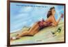 Atlantic City, New Jersey - Refreshing Pin-Up Girl on the Beach-Lantern Press-Framed Art Print