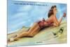 Atlantic City, New Jersey - Refreshing Pin-Up Girl on the Beach-Lantern Press-Mounted Premium Giclee Print