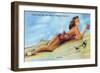 Atlantic City, New Jersey - Refreshing Pin-Up Girl on the Beach-Lantern Press-Framed Art Print