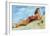 Atlantic City, New Jersey - Refreshing Pin-Up Girl on the Beach-Lantern Press-Framed Art Print