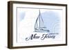 Atlantic City, New Jersey - Sailboat - Blue - Coastal Icon-Lantern Press-Framed Art Print