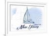 Atlantic City, New Jersey - Sailboat - Blue - Coastal Icon-Lantern Press-Framed Art Print