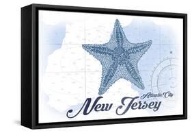 Atlantic City, New Jersey - Starfish - Blue - Coastal Icon-Lantern Press-Framed Stretched Canvas