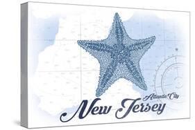 Atlantic City, New Jersey - Starfish - Blue - Coastal Icon-Lantern Press-Stretched Canvas