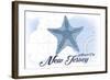 Atlantic City, New Jersey - Starfish - Blue - Coastal Icon-Lantern Press-Framed Art Print