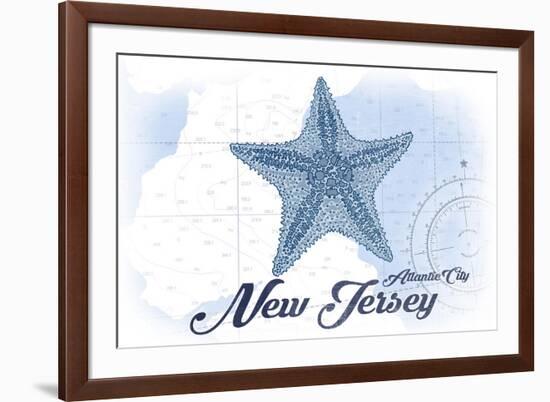 Atlantic City, New Jersey - Starfish - Blue - Coastal Icon-Lantern Press-Framed Premium Giclee Print