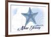 Atlantic City, New Jersey - Starfish - Blue - Coastal Icon-Lantern Press-Framed Premium Giclee Print