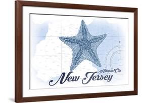 Atlantic City, New Jersey - Starfish - Blue - Coastal Icon-Lantern Press-Framed Premium Giclee Print