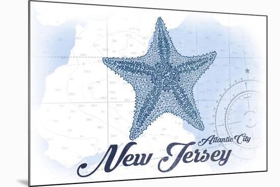 Atlantic City, New Jersey - Starfish - Blue - Coastal Icon-Lantern Press-Mounted Premium Giclee Print