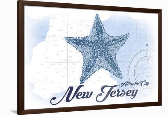 Atlantic City, New Jersey - Starfish - Blue - Coastal Icon-Lantern Press-Framed Art Print