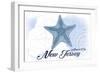 Atlantic City, New Jersey - Starfish - Blue - Coastal Icon-Lantern Press-Framed Art Print