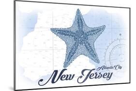 Atlantic City, New Jersey - Starfish - Blue - Coastal Icon-Lantern Press-Mounted Art Print