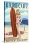 Atlantic City, New Jersey - Surfer Pinup Girl-Lantern Press-Stretched Canvas