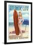 Atlantic City, New Jersey - Surfer Pinup Girl-Lantern Press-Framed Art Print