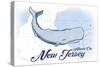 Atlantic City, New Jersey - Whale - Blue - Coastal Icon-Lantern Press-Stretched Canvas