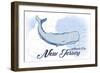 Atlantic City, New Jersey - Whale - Blue - Coastal Icon-Lantern Press-Framed Art Print