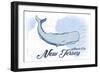 Atlantic City, New Jersey - Whale - Blue - Coastal Icon-Lantern Press-Framed Art Print