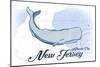 Atlantic City, New Jersey - Whale - Blue - Coastal Icon-Lantern Press-Mounted Art Print