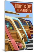 Atlantic City, New Jersey - Woodies Lined Up-Lantern Press-Mounted Art Print