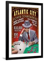 Atlantic City - Poker Tournament Vintage Sign-Lantern Press-Framed Art Print