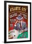 Atlantic City - Poker Tournament Vintage Sign-Lantern Press-Framed Art Print