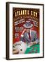 Atlantic City - Poker Tournament Vintage Sign-Lantern Press-Framed Art Print