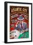 Atlantic City - Poker Tournament Vintage Sign-Lantern Press-Framed Art Print