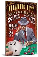 Atlantic City - Poker Tournament Vintage Sign-Lantern Press-Mounted Art Print