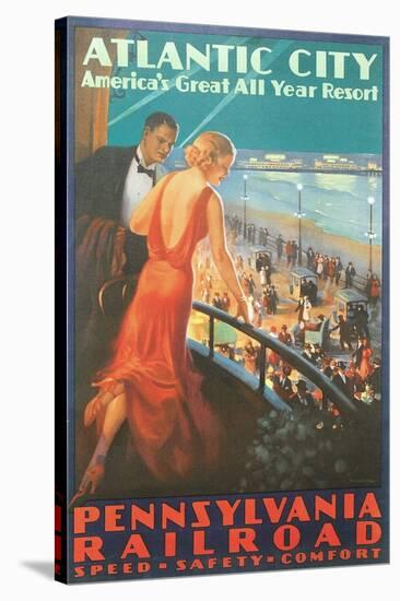 Atlantic City Travel Poster-Found Image Press-Stretched Canvas