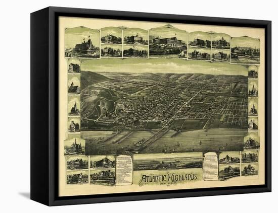 Atlantic Highlands, New Jersey - Panoramic Map-Lantern Press-Framed Stretched Canvas